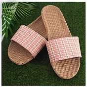 千鳥格亞麻拖鞋-女用-3雙入 25.5 粉色