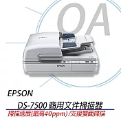 EPSON DS-7500 商用平臺饋紙式商用檔案掃描器 100張自動進紙 DS7500