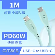 【Omars】USB-C to USB-C 炫彩快速傳輸充電線1m (PD60w) 湖水綠