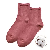 【ONEDER旺達】ONEDER 訂製款 有機棉長襪 中長襪 女襪22-26CM AN-A401 磚紅-3