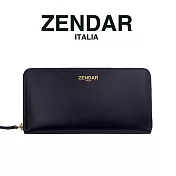 【ZENDAR】限量1折 頂級NAPPA小牛皮拉鍊長夾 伊莎貝拉系列 全新專櫃展示品 黑色