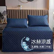 【Galatea葛拉蒂】雙人 冰絲涼感乳膠墊三件組 5尺 尊爵藍