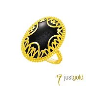 【Just Gold 鎮金店】黑金閃曜系列純金戒指(港圍) 13 黃金