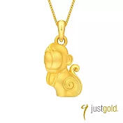 【Just Gold 鎮金店】十二生肖淘喜系列黃金吊墜-猴(不含鍊)