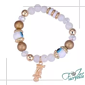 【伊飾童話】真理貓頭鷹*眼球琉璃花紋串珠手鍊 白