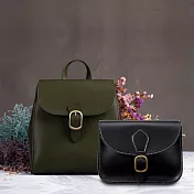 光合系 二種熱銷包款組合 後背包+馬鞍包 綠色後背包+黑色馬鞍包