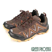 【GREEN PHOENIX】男 休閒鞋 寬楦 閃電 反光 透氣 綁帶 厚底 JP25 咖啡色