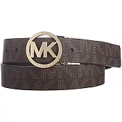 MICHAEL KORS 滿版LOGO可翻轉雙面皮帶-咖啡