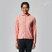 ADISI 女UPF50+印花抑菌防曬連帽外套AJ2211037 (S-2XL) / 吸濕排汗 彈性 抗紫外線 大和抗菌 防臭加工 抗UV S 珊瑚紅