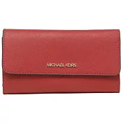 MICHAEL KORS 掀蓋皮革拉鍊三折長夾-紅