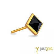 【Just Gold 鎮金店】搖滾鉚釘 黃金單耳耳環-小(藍金砂石)