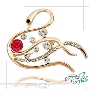 【伊飾童話】水漾天鵝*紅水晶水鑽胸針