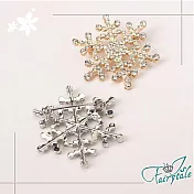 【伊飾童話】冰戀雪花*大方水鑽胸針 金
