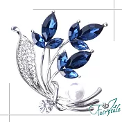 【伊飾童話】三葉花冰晶＊水鑽珍珠別針胸針  銀白藍