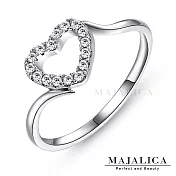 Majalica戒指尾戒愛心925純銀戒指女生戒子 精鍍正白K/玫瑰金 單個價格 PR4005 3 銀色美國圍3號