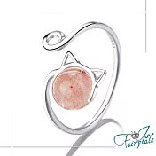 【伊飾童話】草莓貓咪＊水晶珠銅電鍍戒指