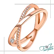 【伊飾童話】璀璨交叉＊韓風典雅水鑽戒指  玫瑰金