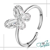 【伊飾童話】水晶蝴蝶＊氣質韓風彈性開口戒指  銀