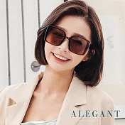 【ALEGANT】韓版微光核桃棕透視感方框墨鏡/UV400太陽眼鏡
