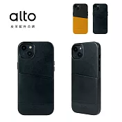 Alto Metro 插卡皮革手機殼 iPhone 14 Plus - - 焦糖棕/渡鴉黑