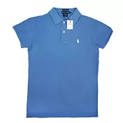 Polo Ralph Lauren 女版經典素色馬球刺繡短袖POLO衫 藍 M