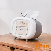 【iSFun】回憶電視機*手機架相片留言收納面紙巾盒 灰