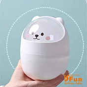 【iSFun】透視貓咪＊翻蓋圓弧桌面收納整理垃圾桶  白