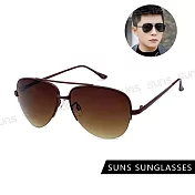 【SUNS】時尚飛行員太陽眼鏡 中性駕駛墨鏡 臺灣製 輕量細框設計 S105 抗UV400 茶框茶片