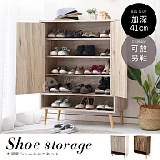 【誠田物集】MIT簡約加深款大空間雙門鞋櫃 可放男鞋 置物櫃 收納櫃 漂流木紋