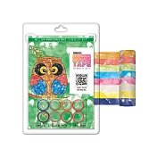 韓國Sinwoo - 水彩馬賽克紙膠帶著色組 貓頭鷹(8色)