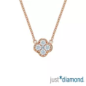【Just Diamond】愛相繫系列 18K玫瑰金鑽石項鍊(幸運草)
