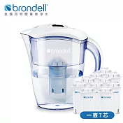 【Brondell】美國邦特爾 H2O+ 純淨濾水壺 (白)+八周長效濾芯_7入)(白）