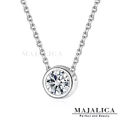 Majalica925純銀鎖骨鍊女士短項鏈 時尚單鑽項鍊 生日聖誕節交換禮物銀飾推薦 銀色大墜 PN22006 40cm 銀色大墜