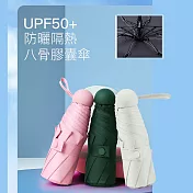 【FUGU】馬卡龍膠曩MINI 8骨晴雨傘-月光白 (黑膠雨傘/抗紫外線雨傘/防曬雨傘) 米色
