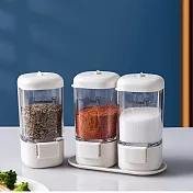 按壓式計量調味收納瓶罐組(2入附拖盤） 灰白色