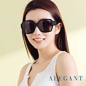 【ALEGANT】時尚英倫灰方框全罩式寶麗來偏光墨鏡/外掛式UV400太陽眼鏡/包覆套鏡