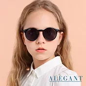 【ALEGANT】奇幻探險小熊黑兒童專用輕量矽膠彈性太陽眼鏡/UV400圓框偏光墨鏡