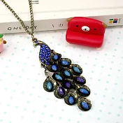 【伊飾童話】孔雀麟羽＊晶鑽長鍊  深藍