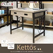 JP Kagu 臺灣製工業風含插座書桌-寬90cm(電腦桌/辦公桌/工作桌) 木紋灰