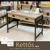 JP Kagu 臺灣製工業風含插座書桌-寬120cm(電腦桌/辦公桌/工作桌) 木紋灰