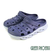 【GREEN PHOENIX】男 洞洞鞋 雨鞋 布希鞋 涼鞋 拖鞋 兩穿式 防水 EU40 深藍色
