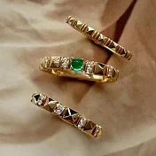 【HC Jewelry】18K黃金鉚釘戒指 (寬版/15分祖母綠)
