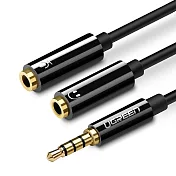 綠聯  3.5mm公轉2母（AUX和麥克風）(20公分) (鋁殼 黑色)