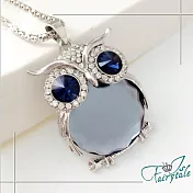 【伊飾童話】水晶貓頭鷹＊切割璀璨長鍊  灰藍