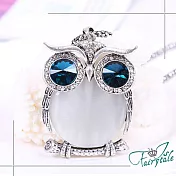 【伊飾童話】藍眼貓頭鷹＊大貓眼石長鍊  銀