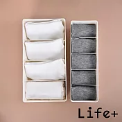 Life+ 日式簡約 多功能可堆疊分隔襪子/內褲收納盒 5格
