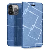 GENTEN for iPhone 14 Pro Max 6.7 極簡立方磁力手機皮套 藍色