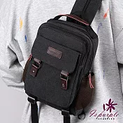 【iSPurple】彰顯雅痞＊多WAY帆布單雙肩後背包  黑