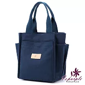 【iSPurple】復古拖特＊手提立體帆布單肩包  藍