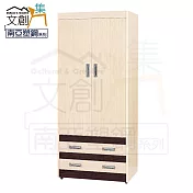 【文創集】亞蘭仕 環保2.8尺南亞塑鋼二門二抽衣櫃/收納櫃 時尚雙色